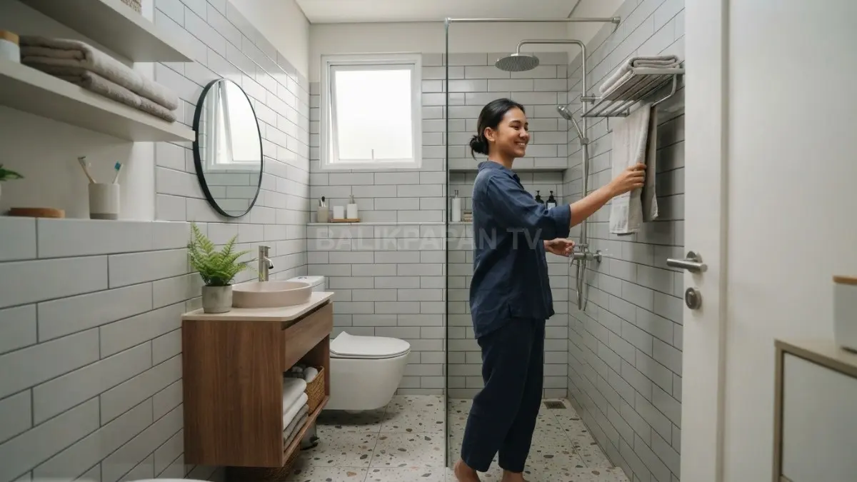 Kamar mandi compact memaksimalkan ruang sempit dengan desain multifungsi yang tetap nyaman dan estetik (BTV/AI)