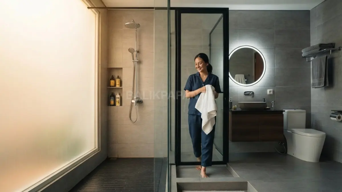 Kamar mandi dengan shower terpisah membuat ruang lebih rapi, aman, nyaman digunakan sehari-hari selalu (BTV/AI).