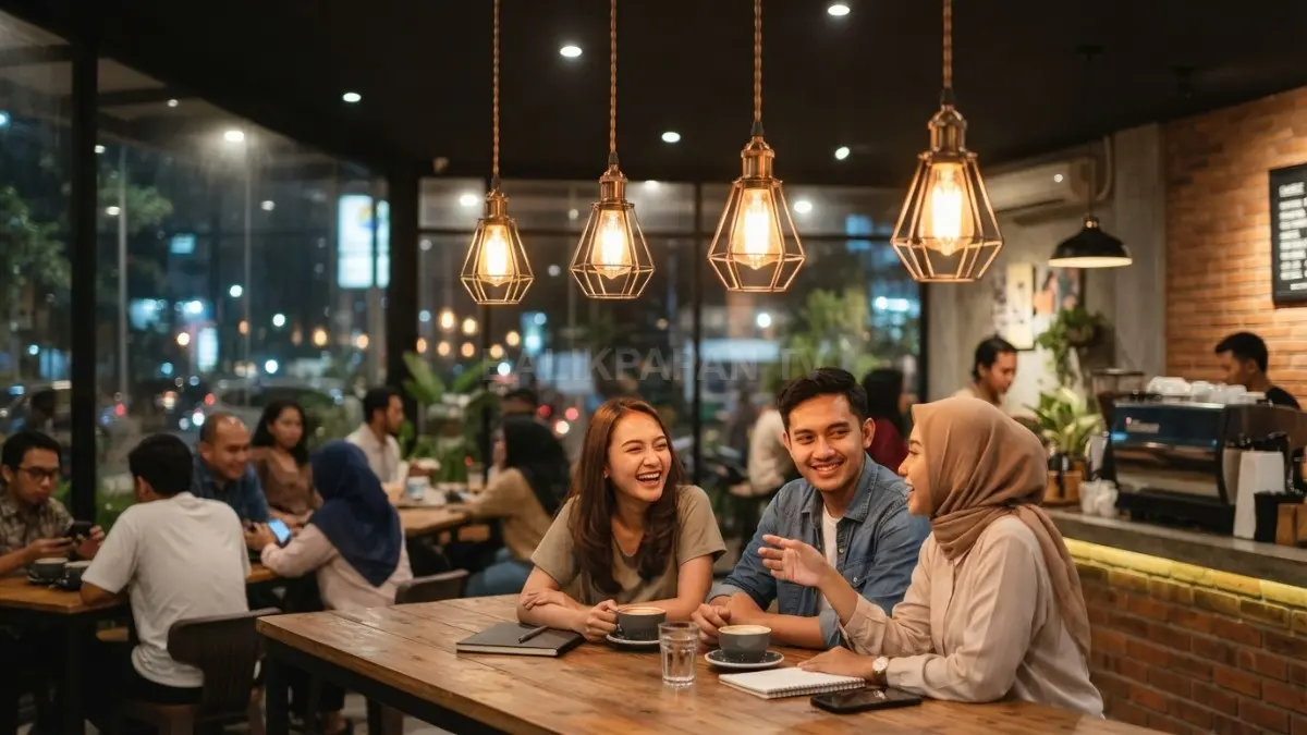 Lampu gantung bernuansa hangat menciptakan suasana nyaman yang mengundang pengunjung betah lebih lama setiap hari (BTV/AI)