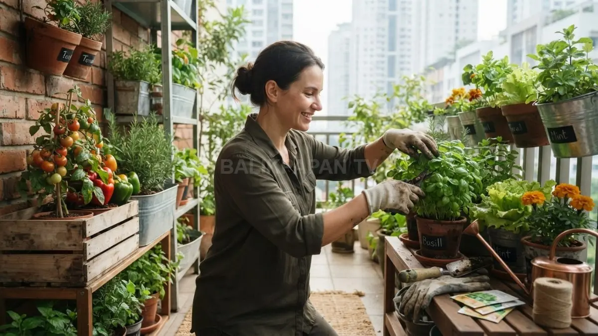 Menanam tanaman dalam wadah sederhana menjadi cara praktis menikmati hobi berkebun di rumah dengan biaya minim. (BTV/AI)