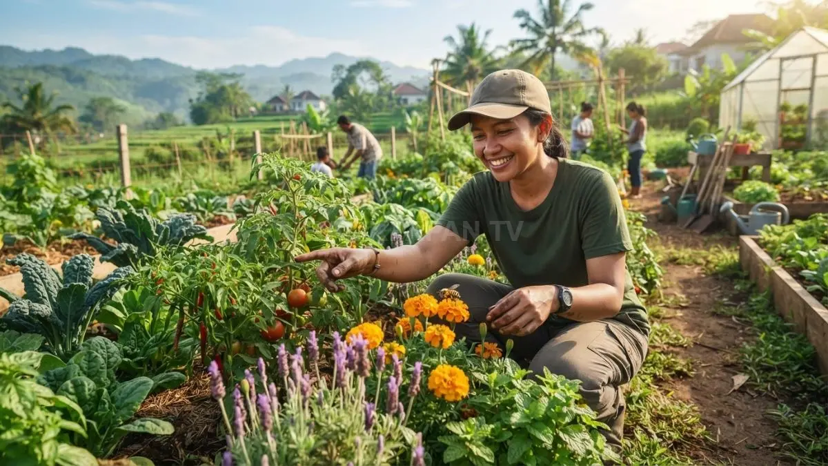 Menarik marigold dan lavender, kebun menjadi lebih subur berkat kehadiran serangga penyerbuk alami. (BTV/AI)
