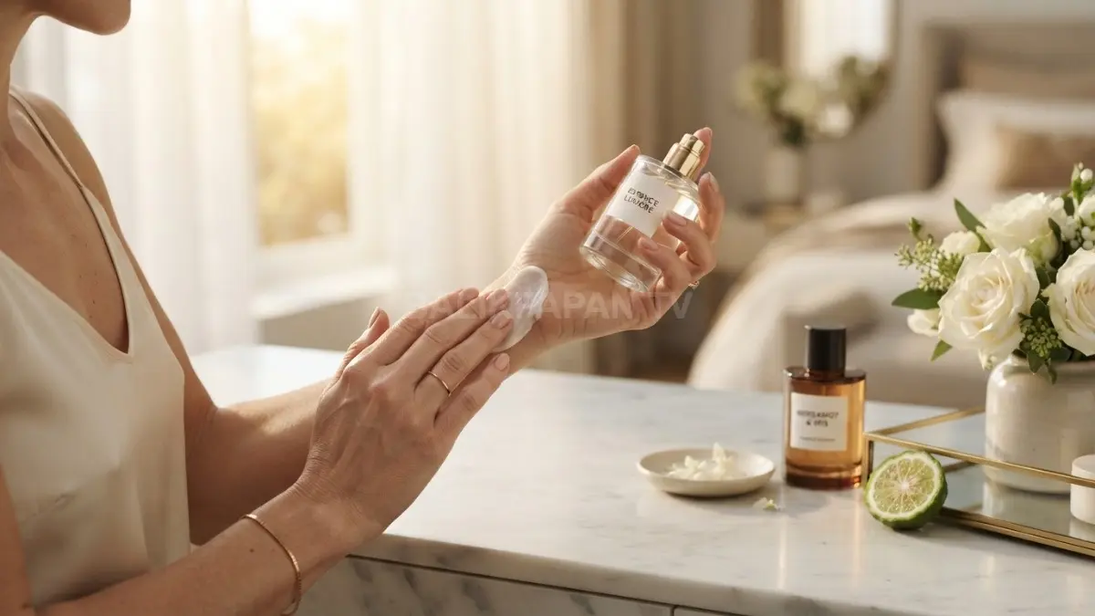 Teknik perfume layering dengan pelembap membantu mengunci aroma wewangian agar tahan seharian. (BTV/Ai)