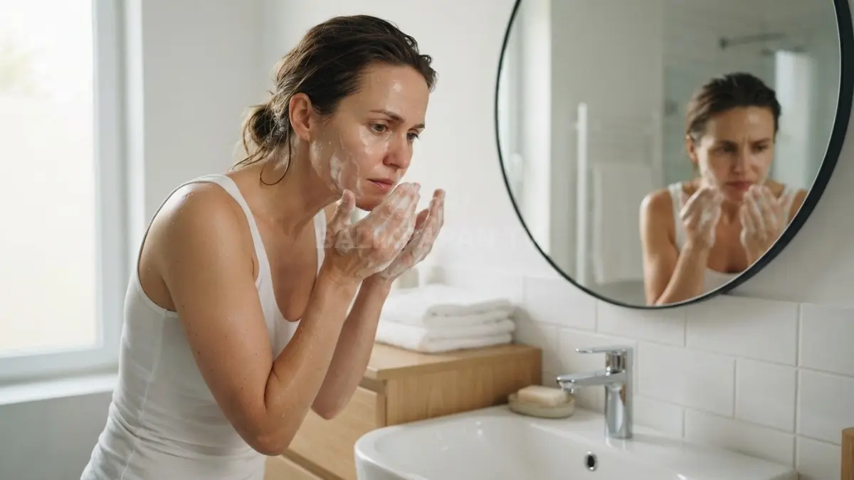 Basuh wajah secukupnya dengan facial cleanser agar kelembapan alami kulit tetap terjaga sepanjang hari. (BTV/Ai)