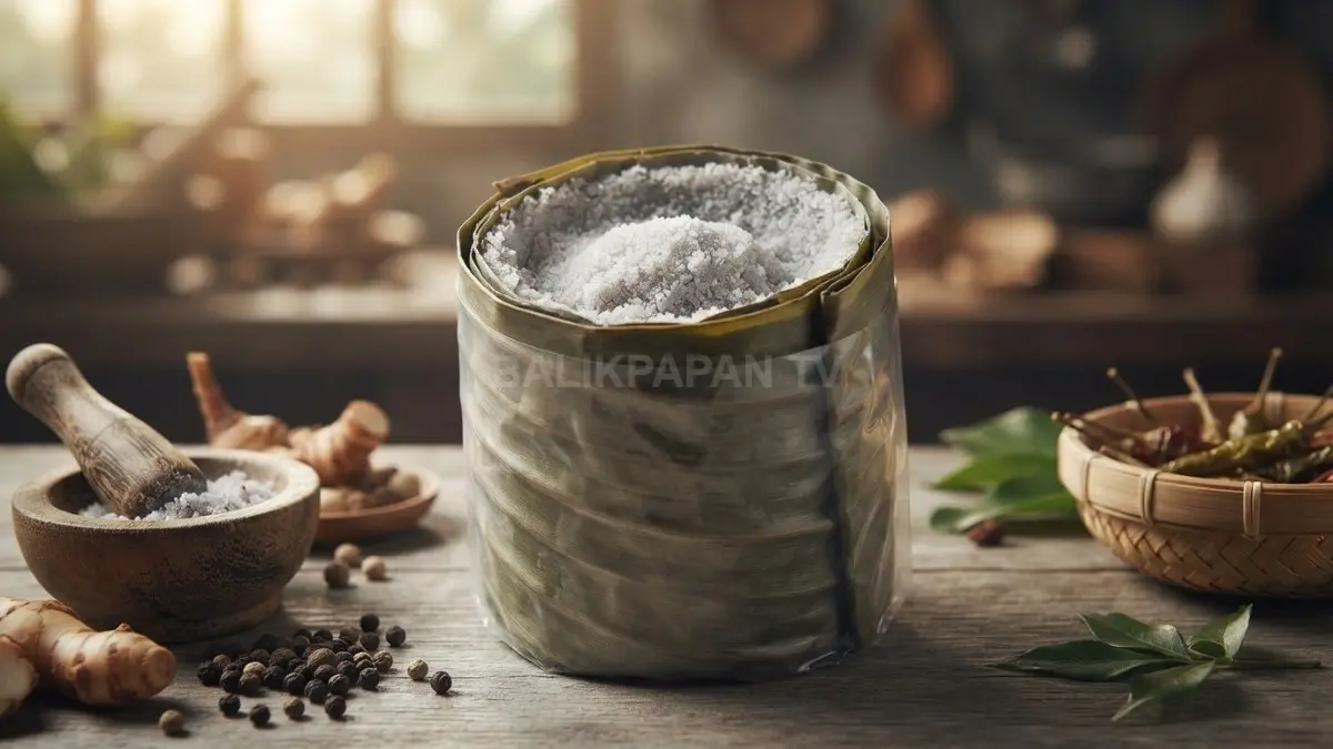 Garam gunung berbentuk silinder khas Krayan yang telah siap digunakan sebagai bumbu masakan tradisional. (BTV/Ai)