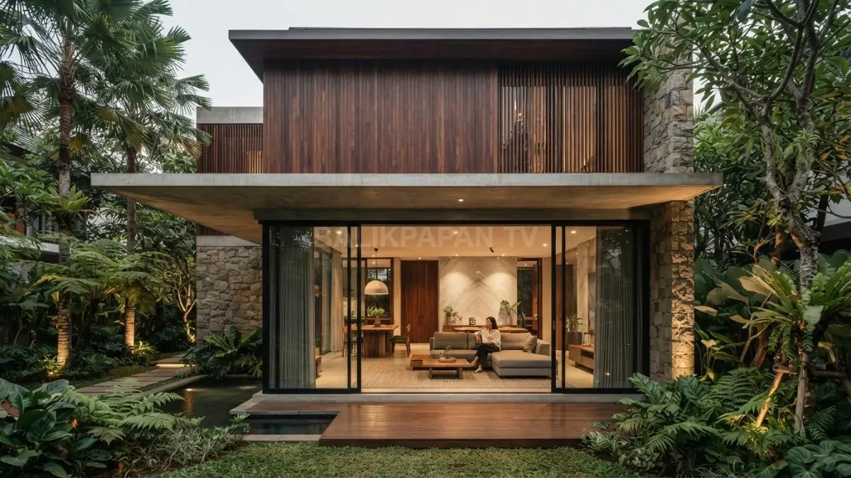 Material alami berkualitas tinggi menghadirkan rumah tropis mewah dengan karakter elegan, hangat, tahan lama, dan menyatu sempurna. (BTV/AI)