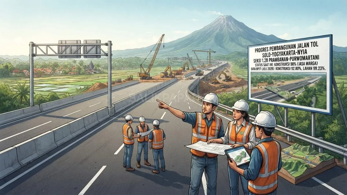 Progres pembangunan Tol Jogja-Solo segmen Prambanan-Purwomartani kini mendekati penyelesaian dengan capaian 98 persen [BTV:AI]