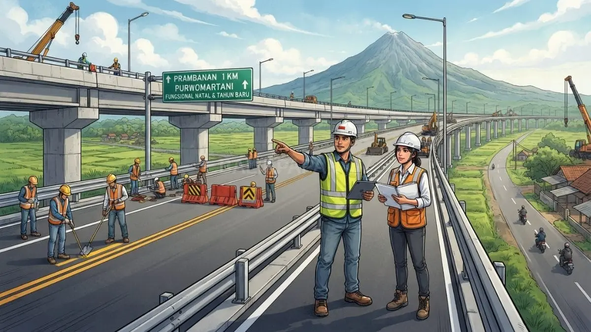 Target penyelesaian Tol Prambanan-Purwomartani kuartal I 2027 masih menunggu kesiapan operasional dan keputusan pemerintah [BTV]
