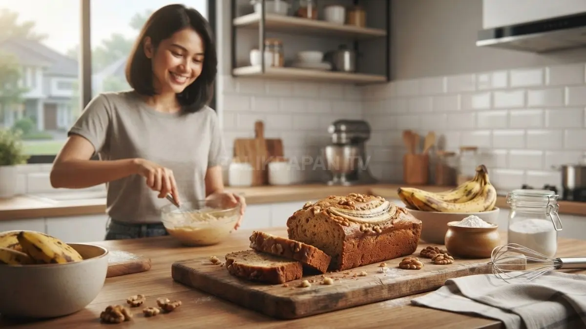 Banana bread mengolah pisang matang menjadi sajian lezat, sekaligus mengasah kreativitas baking di rumah (BTV/AI)
