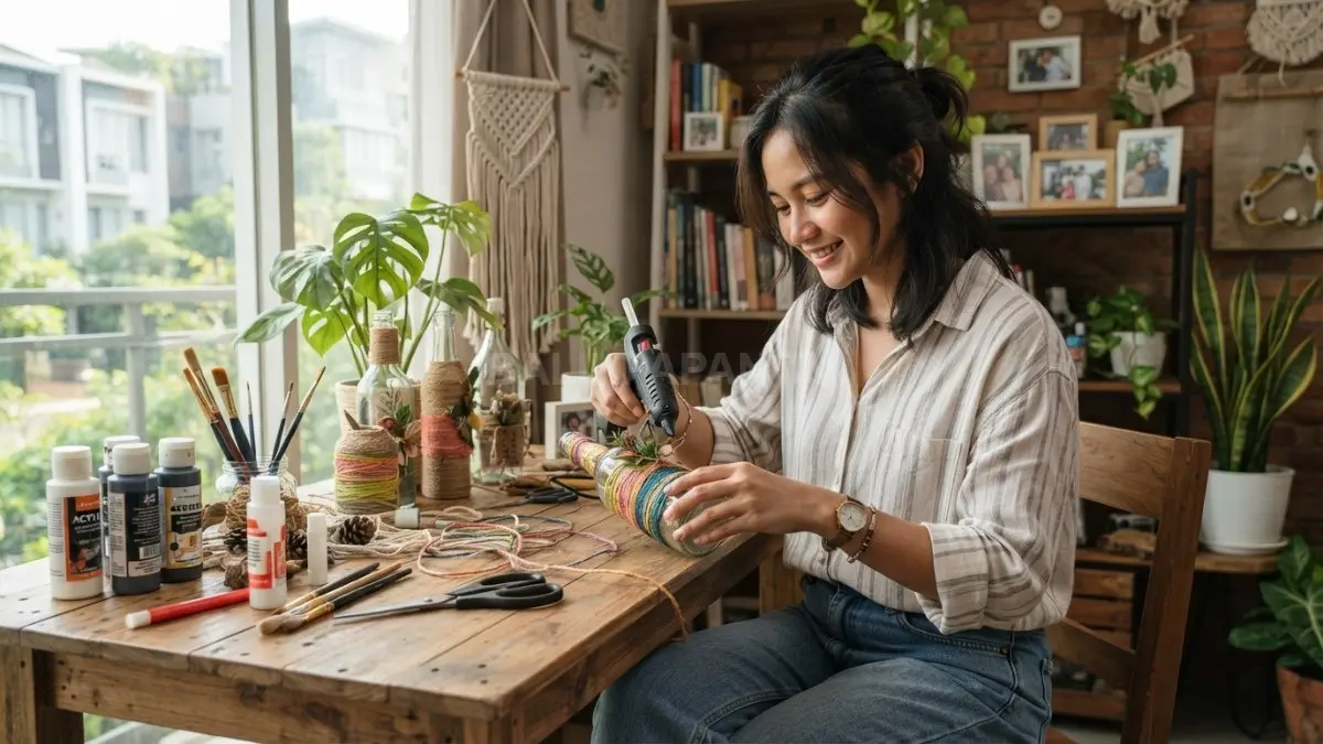 DIY dekorasi rumah dari barang bekas menjadi hobi kreatif untuk mengisi waktu luang sekaligus mempercantik ruangan (BTV/AI).
