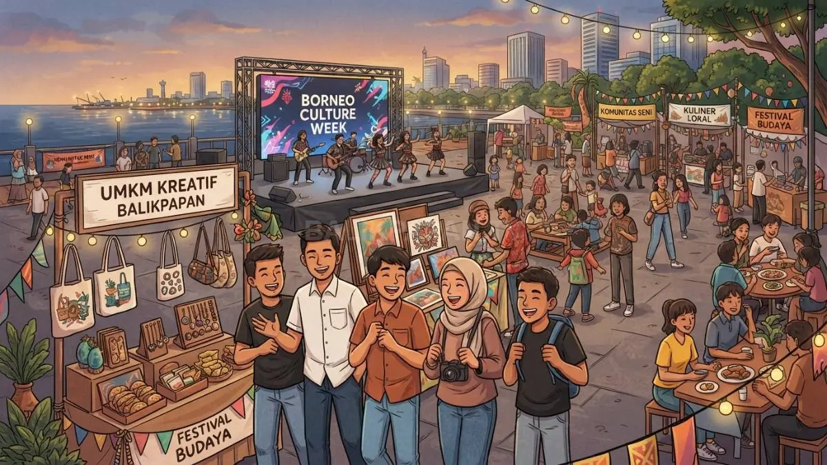 Ilustrasi Borneo Culture Week mempertemukan komunitas seni, pelajar, UMKM, dan pelaku budaya dalam festival kreatif Balikpapan (BTV/AI)