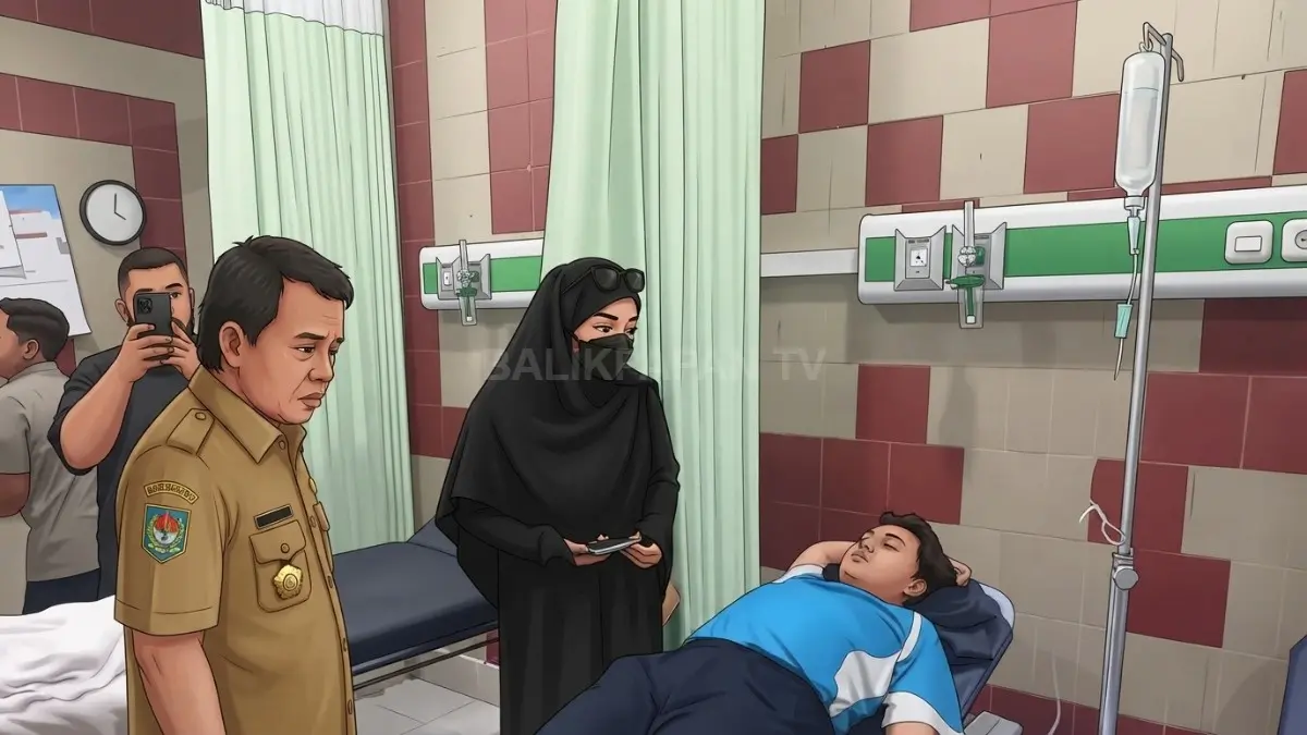 Ilustrasi pelajar menjalani perawatan di RS LNG Badak setelah mengeluhkan mual dan sakit perut diduga usai menyantap MBG (BTV/AI)