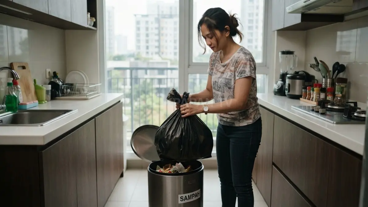 Jaga kebersihan rumah dengan membuang sampah rutin, membersihkan dapur, dan membuka jendela agar udara tetap segar (BTV/AI).
