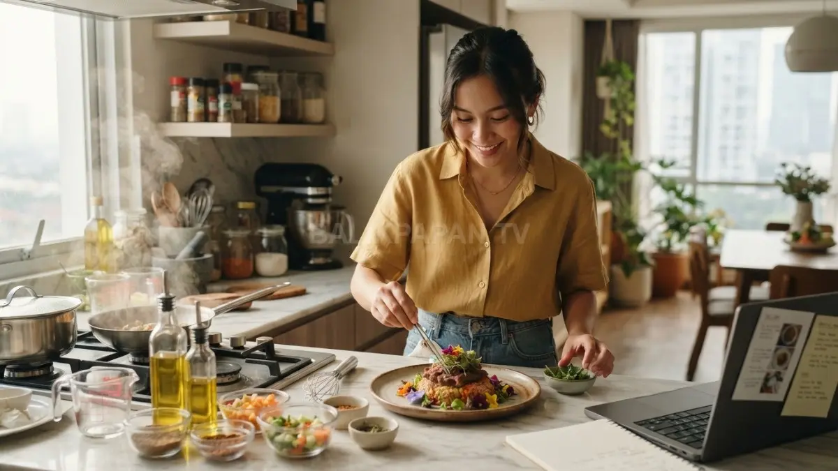 Memasak resep baru menjadi hobi kreatif yang seru, lezat, dan produktif untuk mengisi waktu luang di rumah (BTV/AI).

