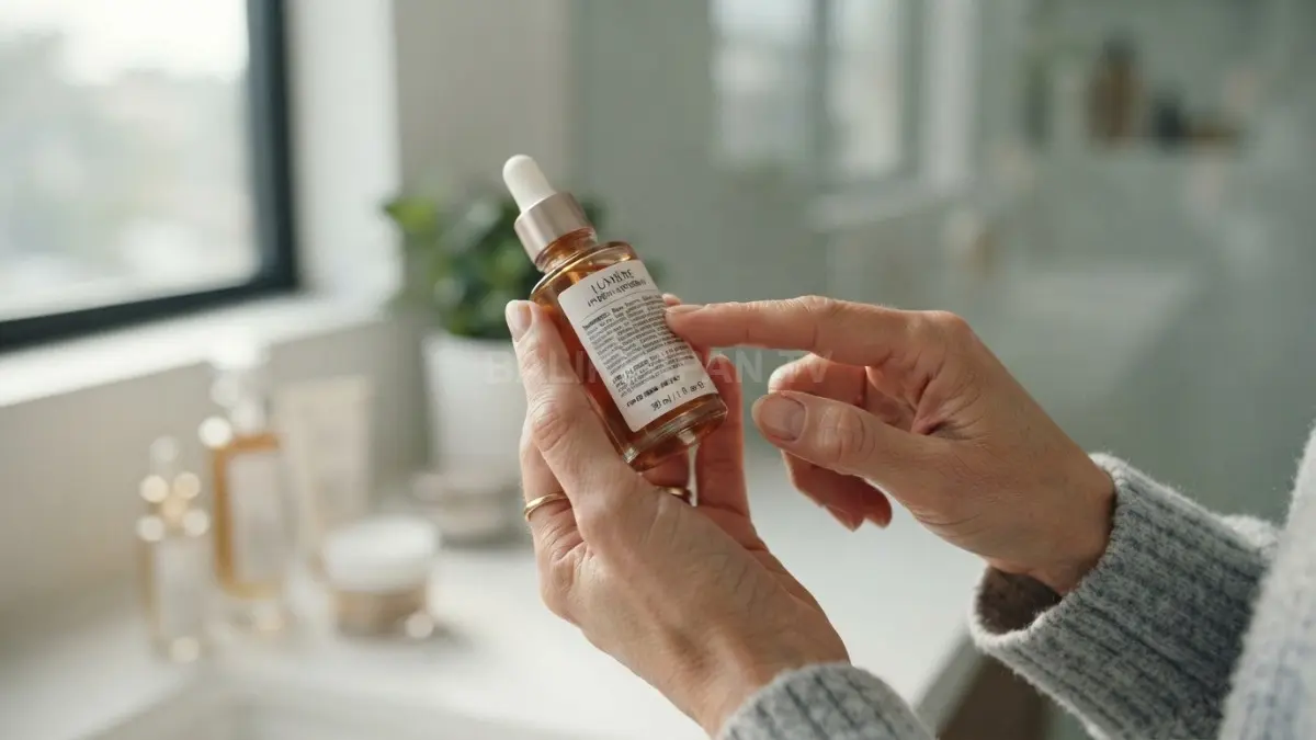 Memeriksa label kosmetik sebelum digunakan membantu memastikan kandungan dan cara pemakaian yang tepat. (BTV/AI)