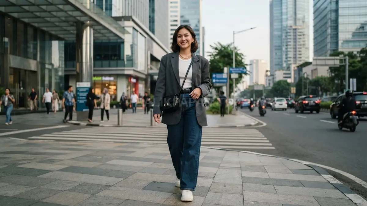 Padukan outfit oversized dengan bawahan fitted atau aksesori statement agar proporsi tetap seimbang dan stylish. (BTV/AI)