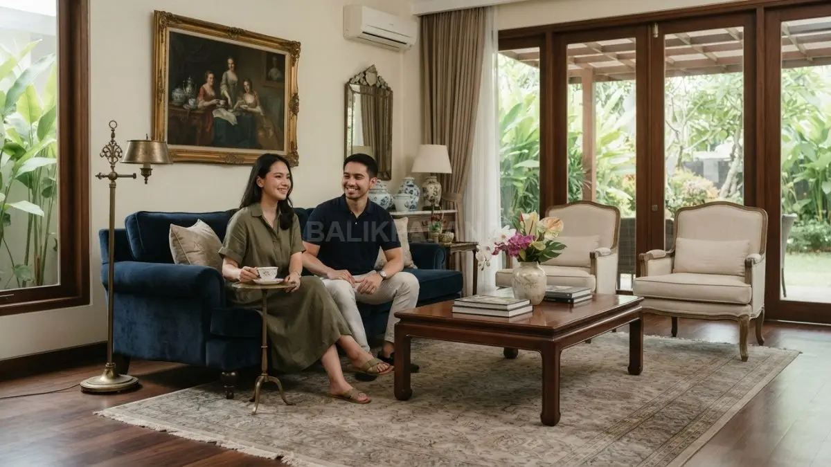 Palet warna klasik dan material berkualitas menciptakan suasana old money Eropa yang elegan, hangat, serta berkarakter. (BTV/AI)