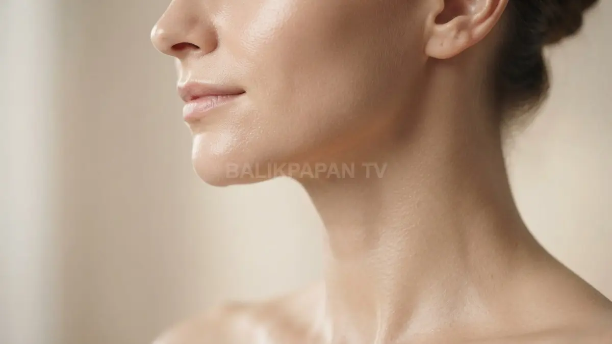 Perawatan leher dan garis rahang secara rutin menjaga skin barrier tetap sehat, halus, serta lembap. (BTV/Ai)