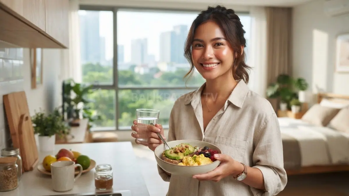 Perbaiki pola tidur dan pola makan agar tubuh segar, kulit cerah alami setiap hari (BTV/AI)
