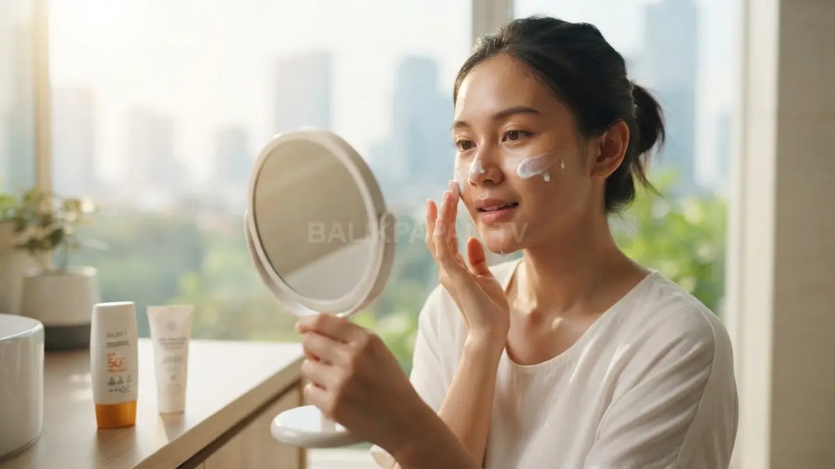 Perlindungan sunscreen SPF 30 membantu menjaga kulit dari paparan sinar ultraviolet setiap pagi dan siang hari. (BTV/AI)