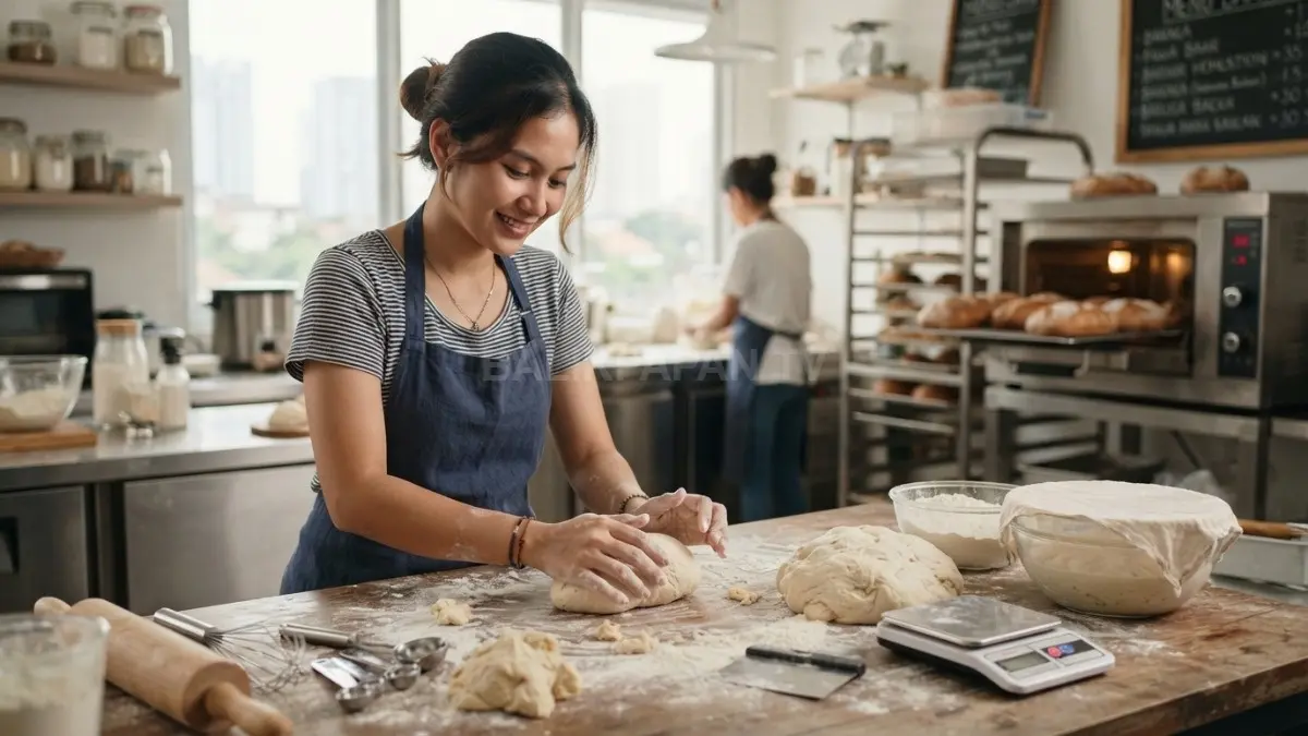 Roti menjadi tahap lanjutan baking yang melatih keterampilan menguleni, fermentasi, membentuk adonan, hingga memanggang (BTV/AI).