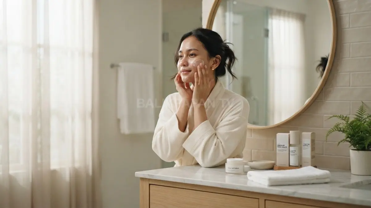 Rutinitas perawatan kulit sederhana membantu menjaga kesehatan skin barrier sekaligus memberikan ketenangan pikiran. (BTV/Ai)