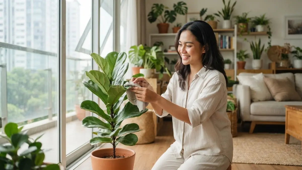 Tanaman indoor mempercantik rumah, memberi nuansa segar, tetapi kebersihan dan sirkulasi udara tetap utama (BTV/AI).