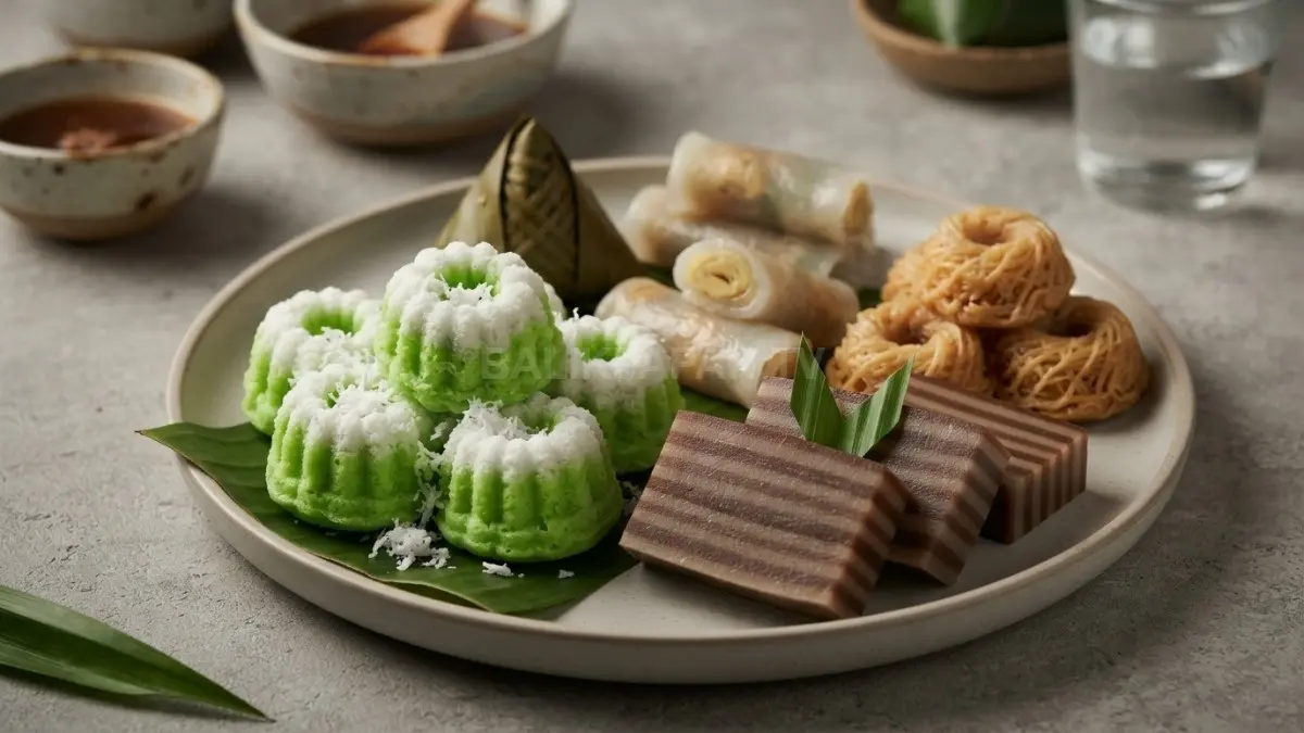 Aneka kue kukus tradisional yang lezat dan lembut siap memanjakan lidah para penikmat kuliner. (BTV/Ai)