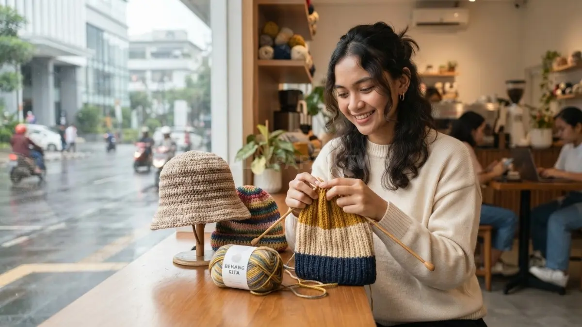Bucket hat dan beanie rajut jadi aksesori Gen Z yang unik, stylish, kreatif, dan mudah dikreasikan (BTV/AI)
