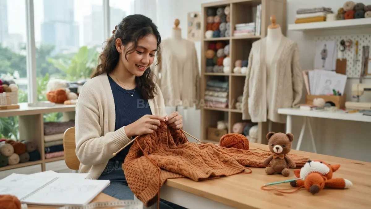 Cardigan dan outerwear rajutan cardigan dan outerwear cocok menjadi proyek lanjutan yang melatih ketelitian, kesabaran, sekaligus kreativitas Gen Z (BTV/AI).