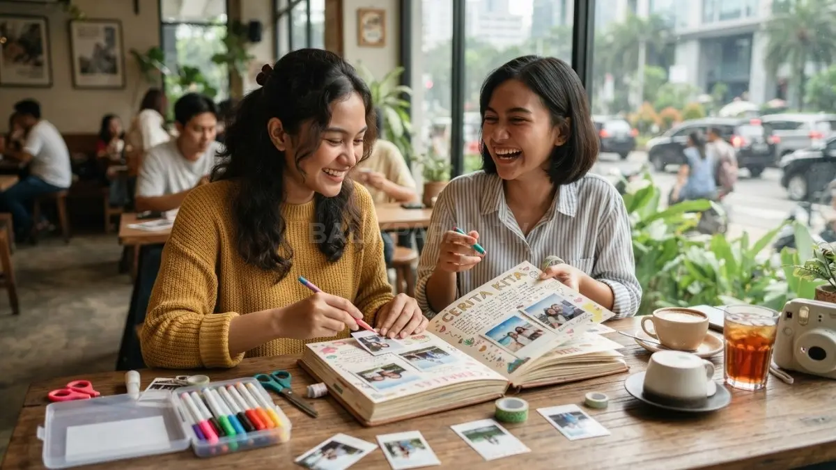 Friendship scrapbook menyimpan foto, cerita, dan momen lucu bersama sahabat agar kenangan tetap terasa spesial (BTV/AI).
