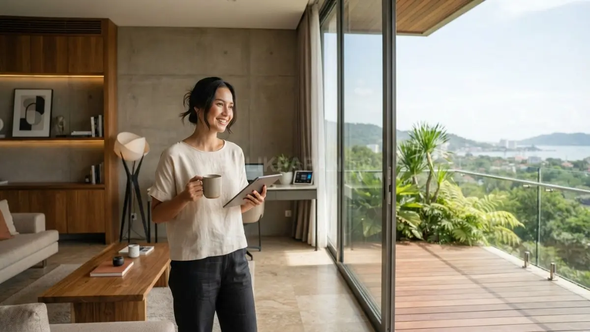 Luxury minimalist house mengutamakan material natural, pencahayaan berlapis, ruang terbuka, dan teknologi tersembunyi untuk kemewahan. (BTV/AI)