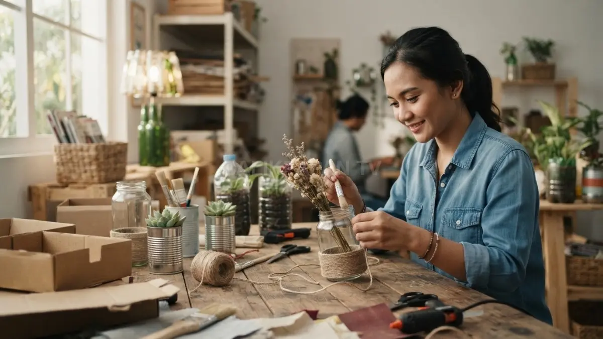 Mengubah barang lama menjadi benda berguna melalui kreativitas upcycling yang hemat, menarik, dan ramah lingkungan. (BTV/AI)