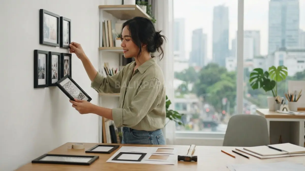 Pilih pola susunan wall gallery yang rapi dan mudah untuk pemula agar dekorasi dinding lebih seimbang (BTV/AI)