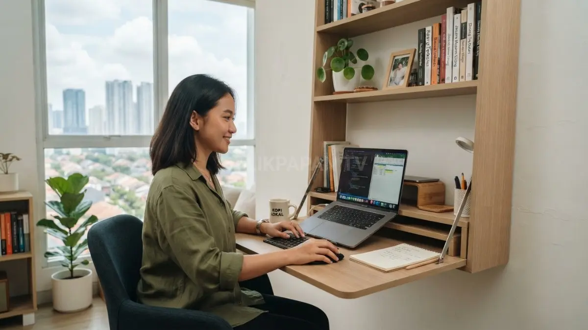 Rak dinding multifungsi bisa menghemat ruang sekaligus menjadi tempat penyimpanan, belajar, dan bekerja dengan praktis (BTV/AI)
