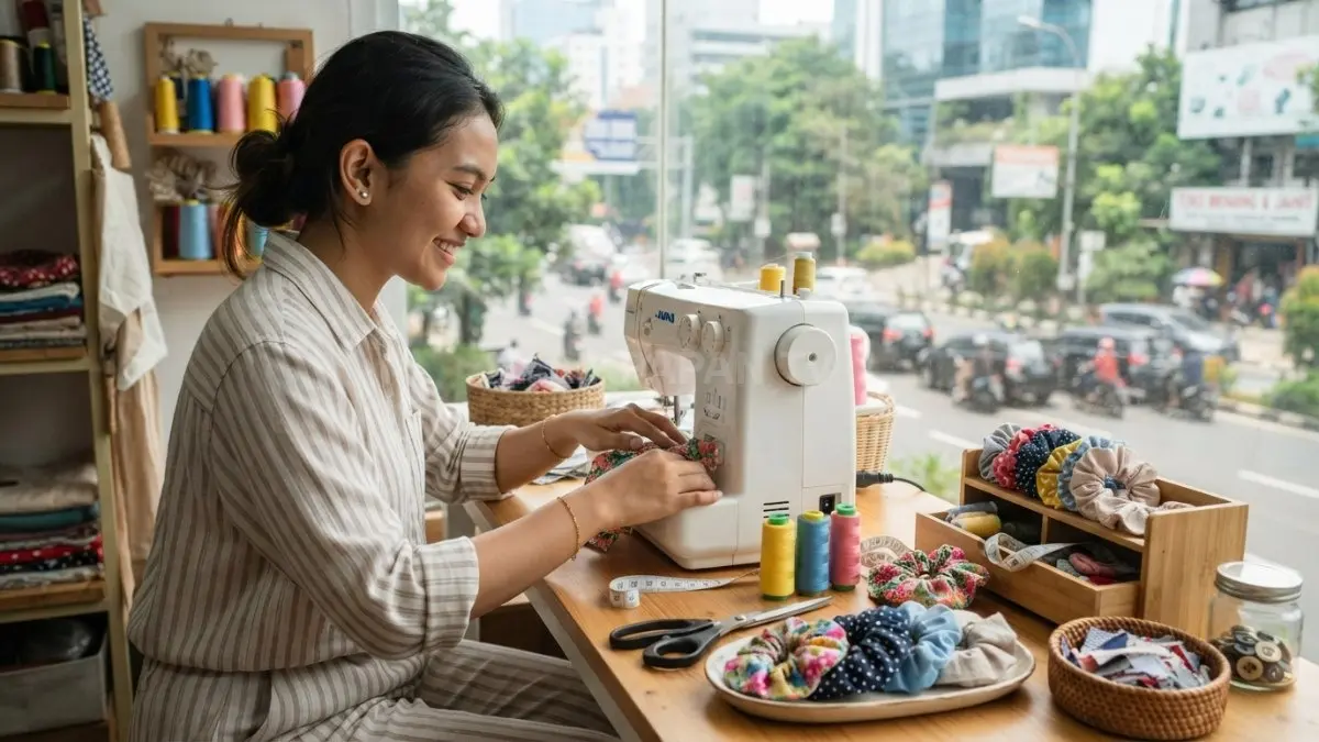 Scrunchie rajut mungil cocok untuk pemula, kreatif, hemat, dan memanfaatkan sisa benang secara maksimal (BTV/AI)
