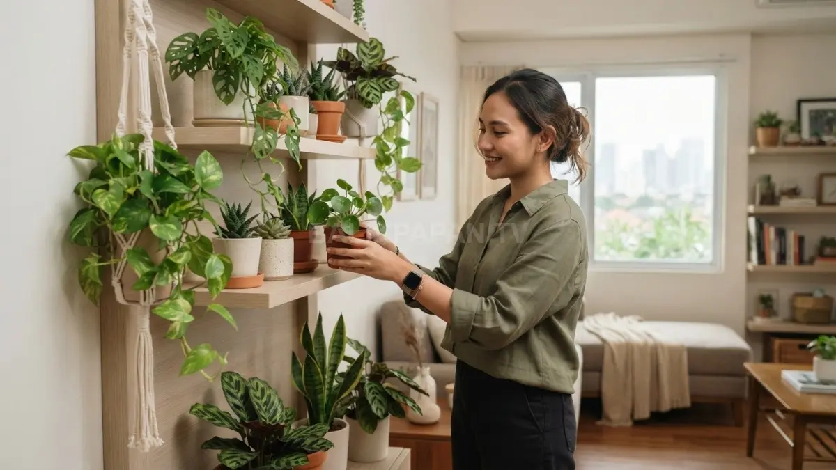Tanaman hijau memberi sentuhan natural, menyegarkan, dan mempercantik interior rumah secara sederhana (BTV/AI)
