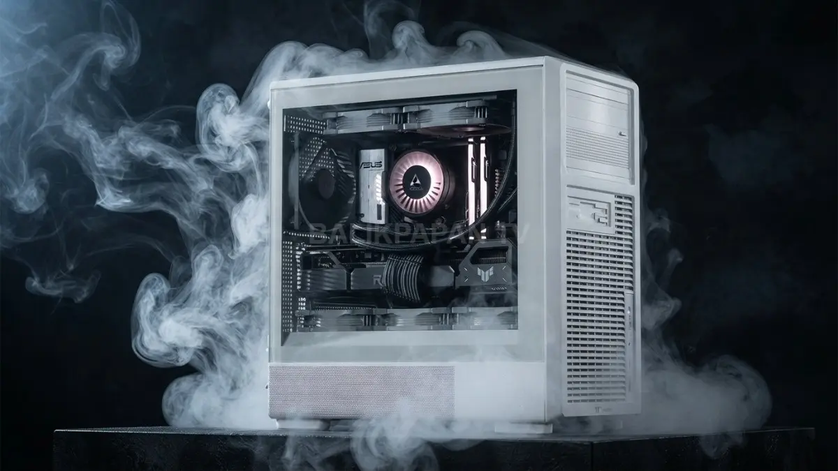 Thermaltake Retro 260 hadirkan desain PC era 90-an dengan warna ivory, tempered glass, dan dukungan hardware modern. (BTV/AI)