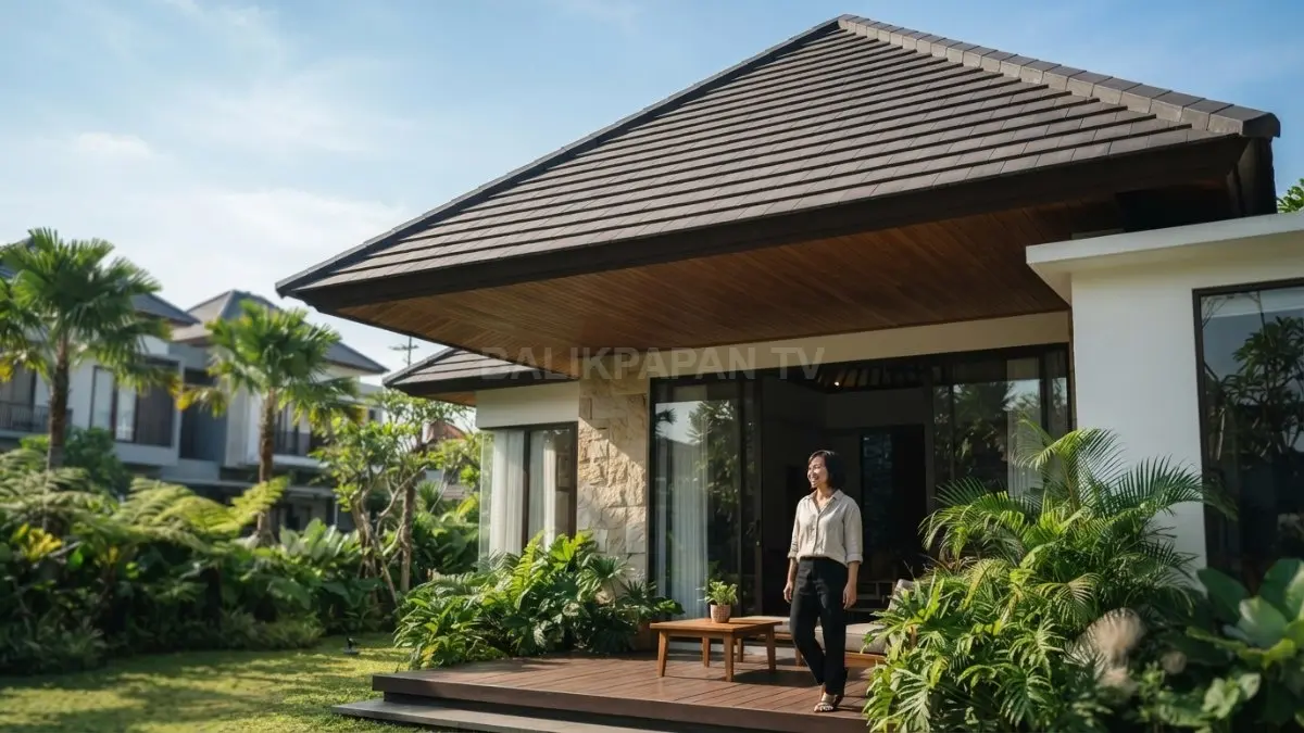 Atap tinggi dengan overhang membantu melindungi rumah dari panas matahari sekaligus menciptakan ruang nyaman (BTV/AI)
