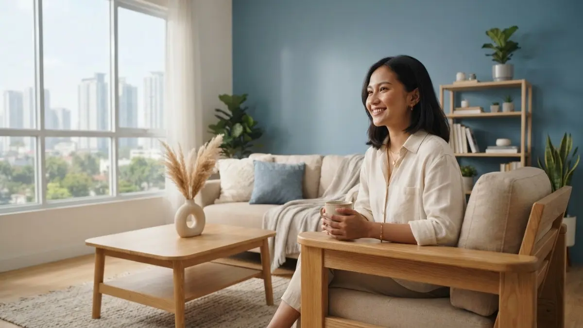 Dusty blue menghadirkan nuansa modern menenangkan, cocok dipadukan dengan kayu natural dan warm white (BTV/AI)
