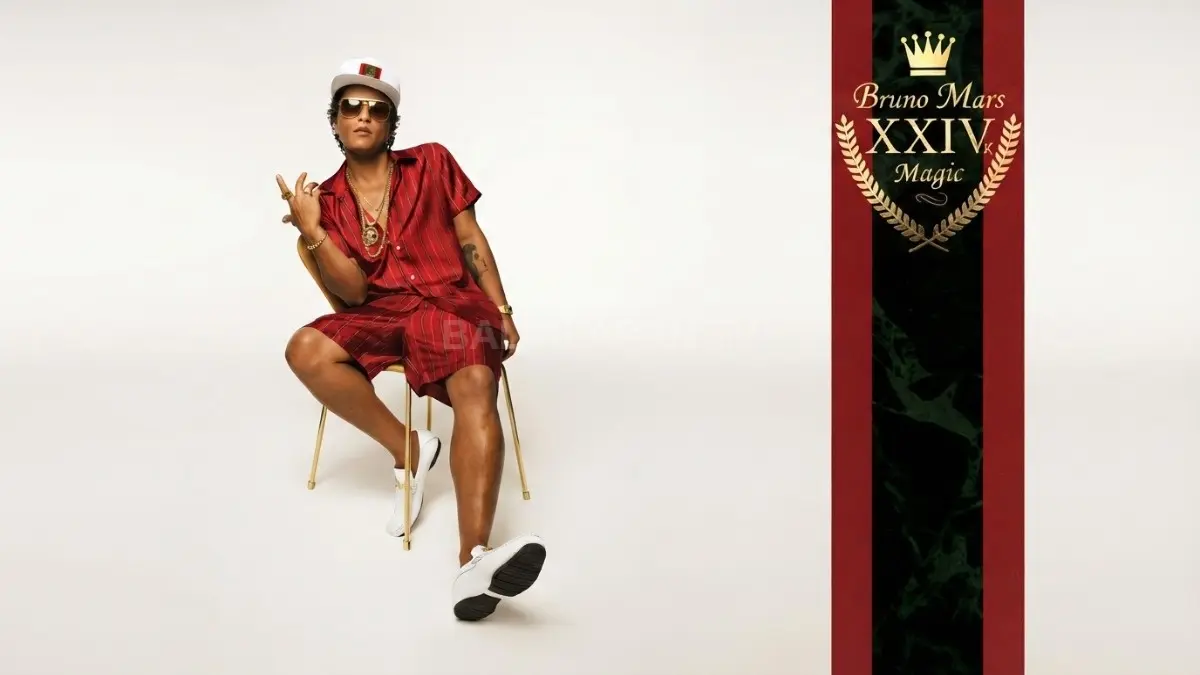 Gaya keren Bruno Mars tampil gaya dalam sampul album 24K Magic bernuansa retro nan modis. (BTV/Ai)