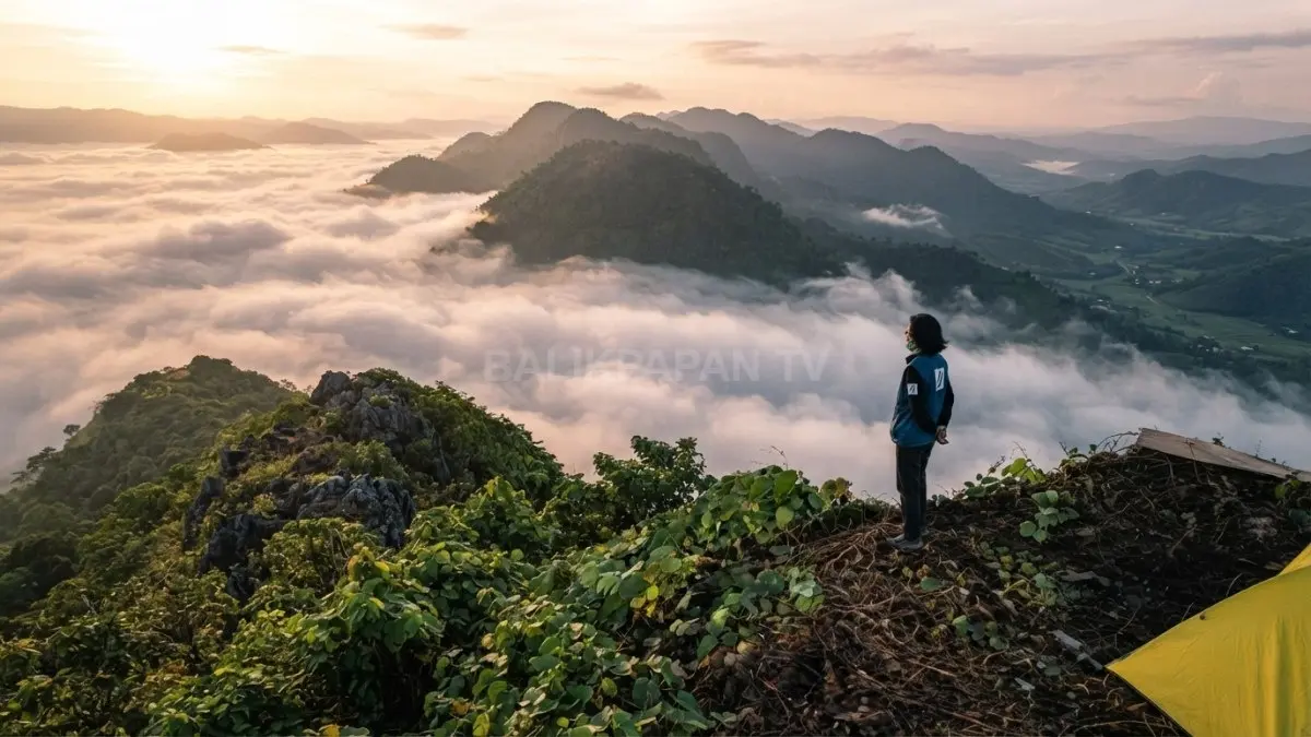 Gunung Boga di Desa Luan, Paser, destinasi wisata alam yang kini menghadapi penurunan aktivitas kunjungan.(BTV/AI)
