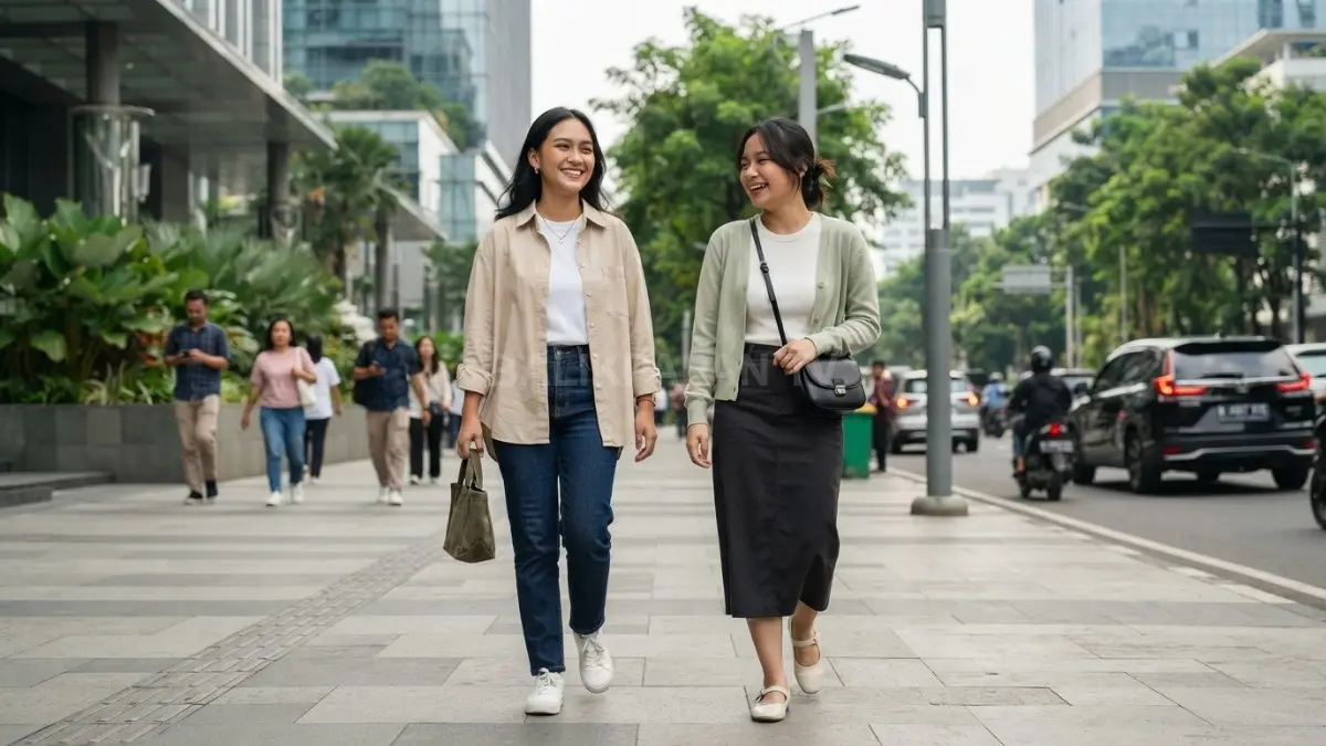 Inspirasi Korean style simpel, nyaman, dan minimalis dengan fashion basic yang cocok untuk aktivitas harian (BTV/AI).
