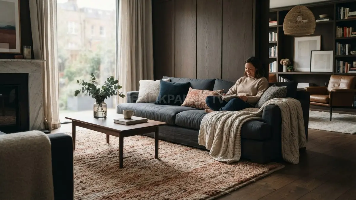 Karpet dan tekstil lembut menambah tekstur, kenyamanan, serta kehangatan visual pada ruang minimalis modern sehari-hari. (BTV/AI)