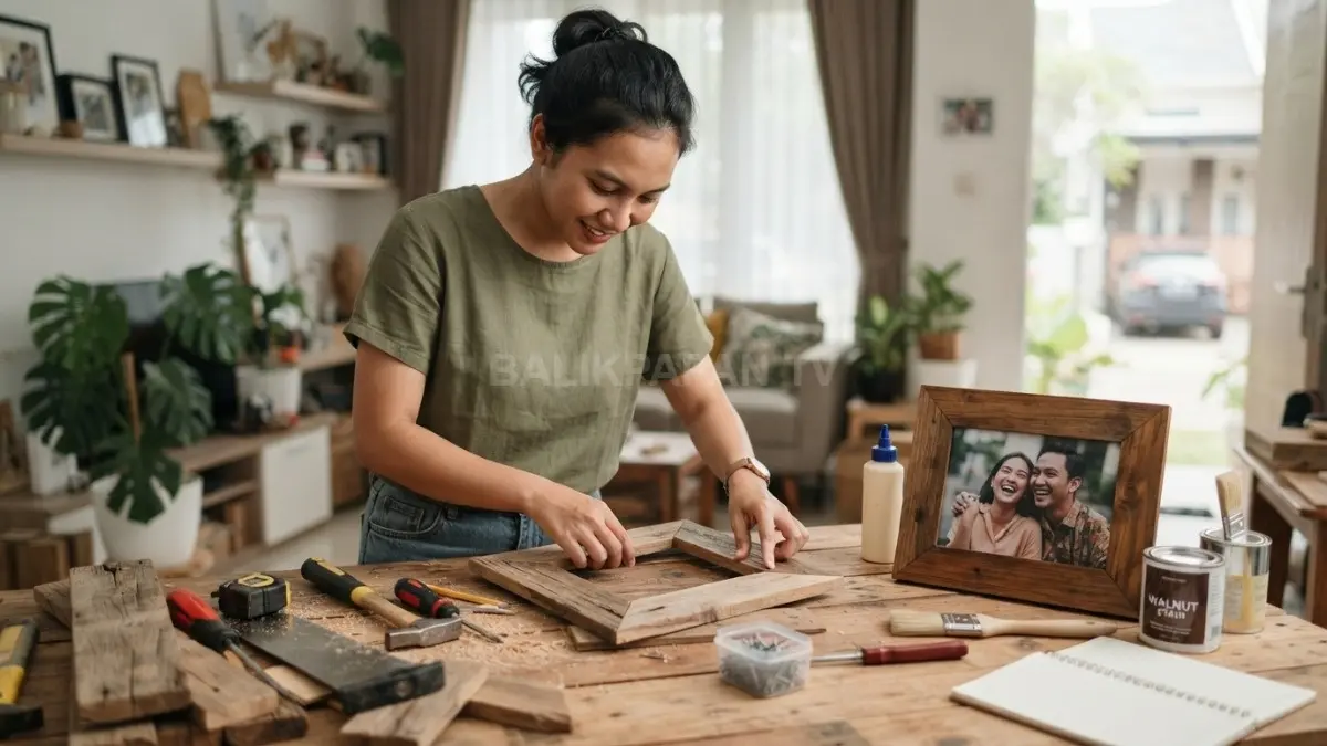 Kayu sisa bisa disulap menjadi bingkai foto estetik, personal, dan bernilai guna untuk dekorasi rumah (BTV/AI)
