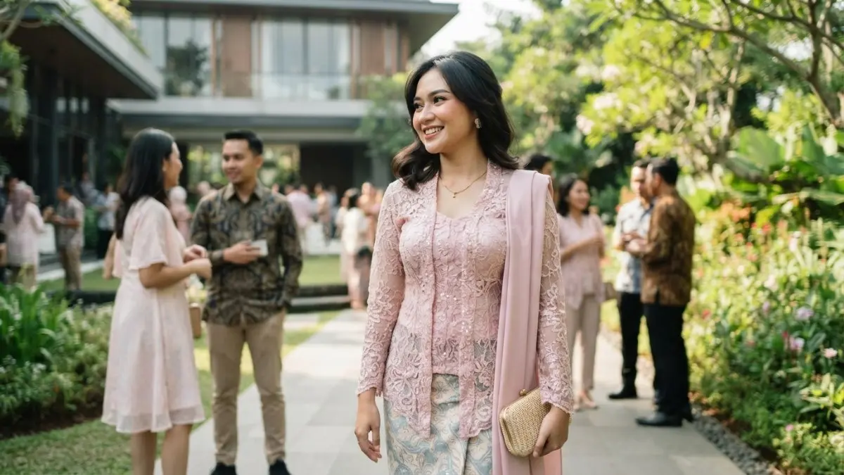 Kebaya pastel hadir lembut, elegan, dan tetap tradisional, cocok untuk berbagai momen spesial kekinian (BTV/AI).
