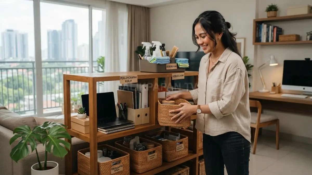 Kelompokkan barang sesuai fungsi agar rumah lebih rapi, mudah dicari, dan praktis setiap hari (BTV/AI)
