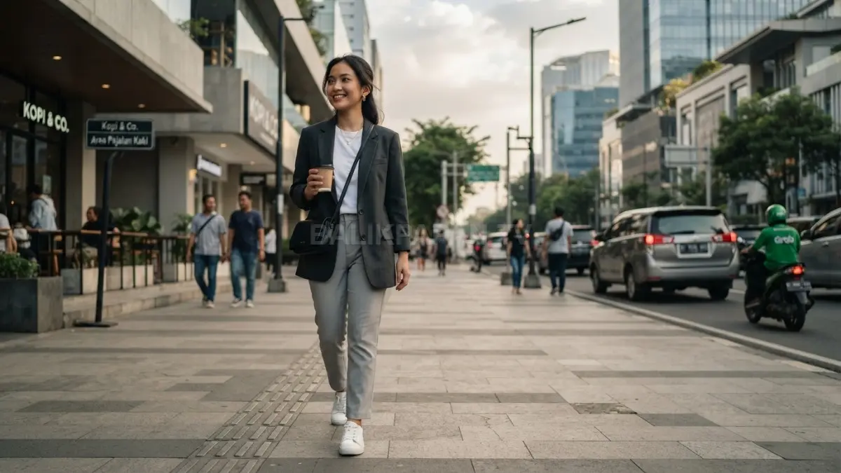 Monochrome outfit ala Korean style bikin tampilan simpel, clean, elegan, dan effortless tanpa banyak aksesori (BTV/AI).
