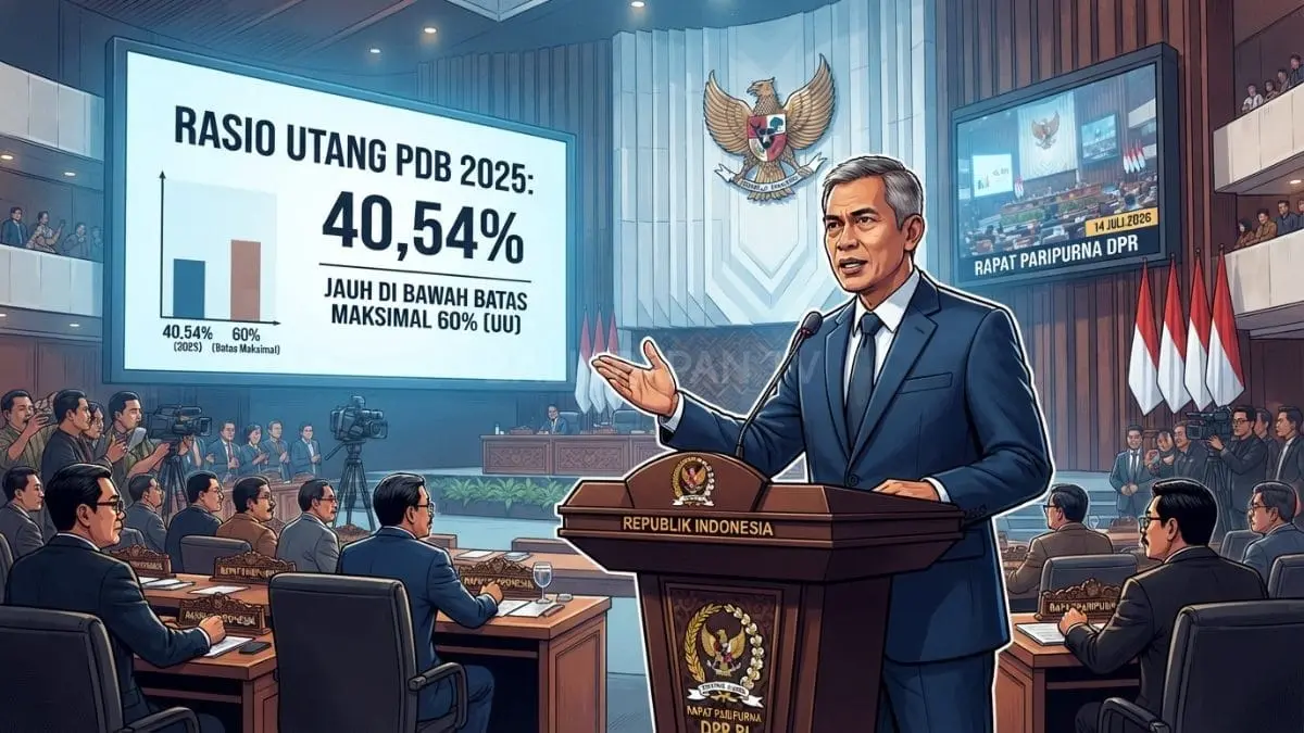 Pemerintah menyebut rasio utang 2025 sebesar 40,54% PDB, masih di bawah batas 60% sesuai undang-undang [BTV:AI]