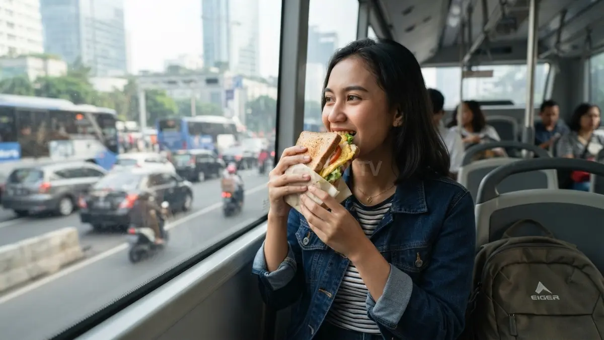 Roti telur praktis dengan sayuran segar menjadi pilihan sarapan simpel untuk pagi yang padat dan sibuk (BTV/AI).
