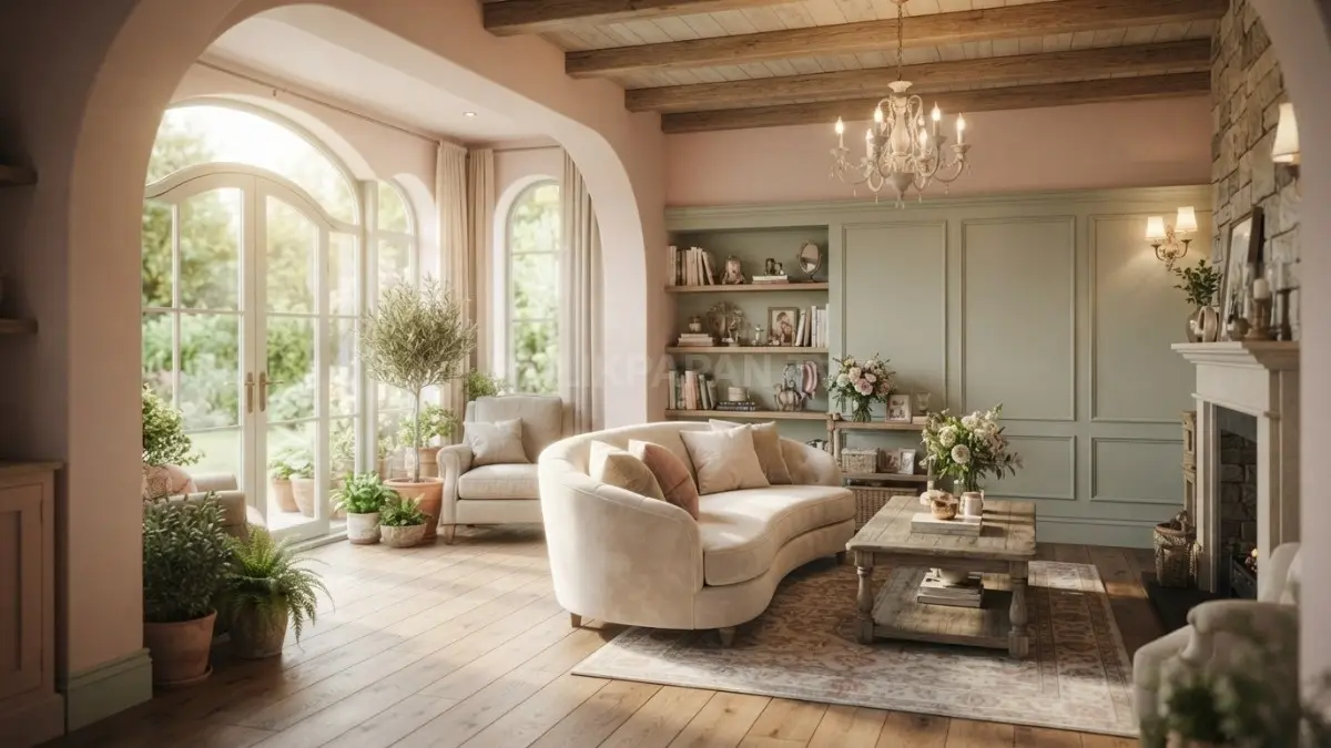 Rumah bertema fairy tales memadukan furnitur klasik, warna lembut, pencahayaan hangat, dan dekorasi storybook yang elegan. (BTV/AI)